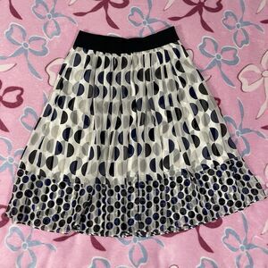 White House Black Market Navy Blue Polkadot Rockabilly Midi Skirt Size 0